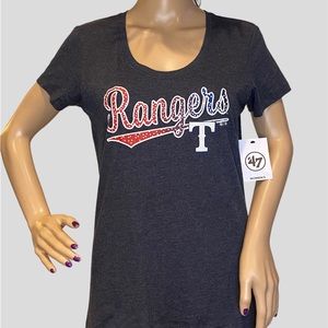 '47 MLB Texas Rangers Women's Navy Blue Tee Shirt T-Shirt Top Size Small NWT
